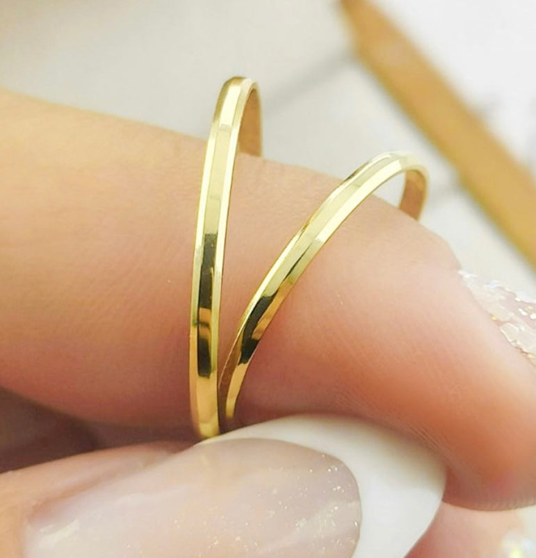 Conjunto Alianças Banhada Ouro 18K 2mm